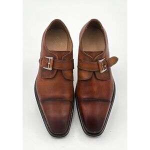 La Milano Shoes Men's 10M Willem Monk Strap Dress Shoes Cognac Leather European